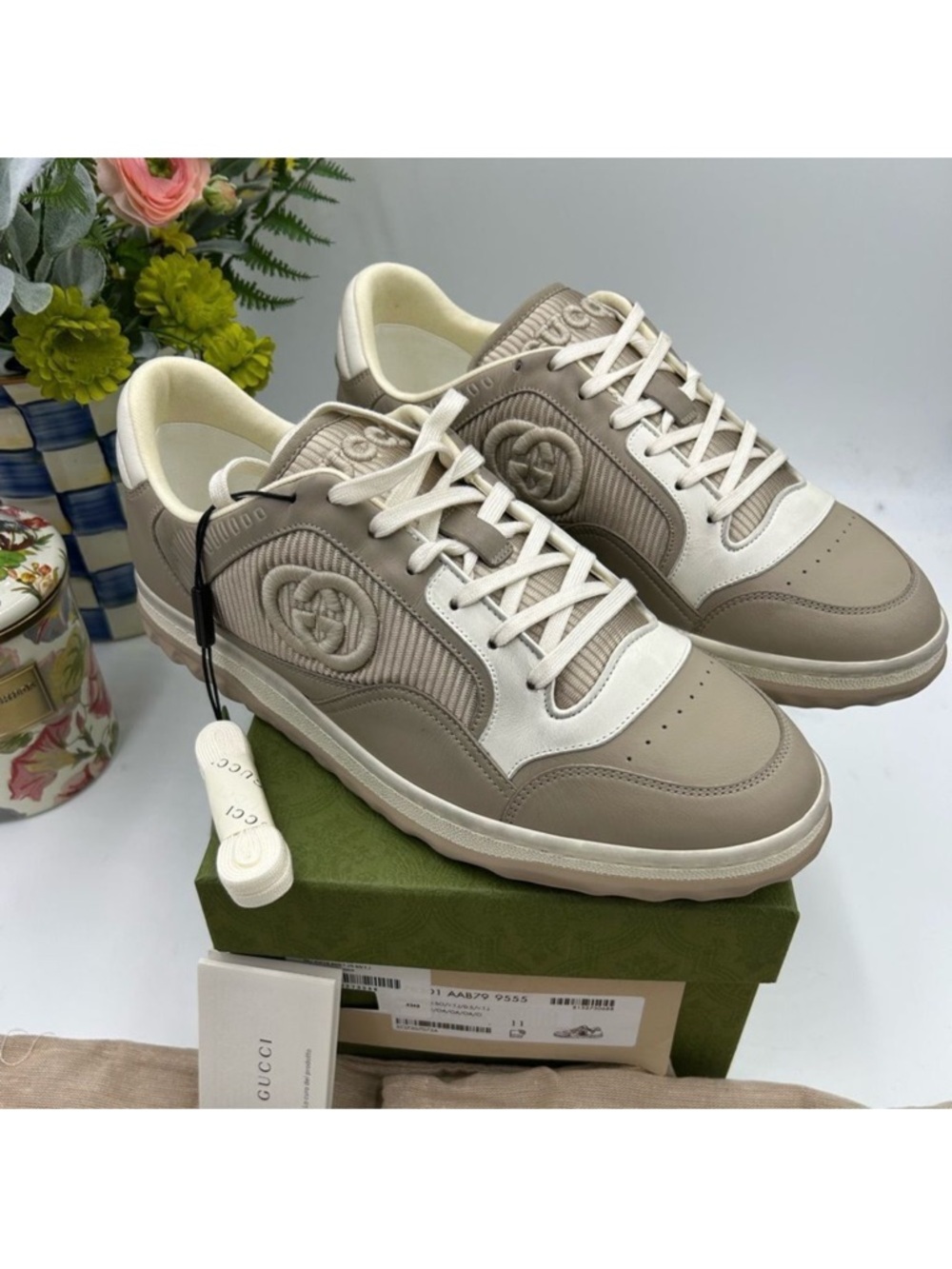 Men’s Gucci MAC 80 low top leather sneakers size 11 fits 11.5 US made in Italy